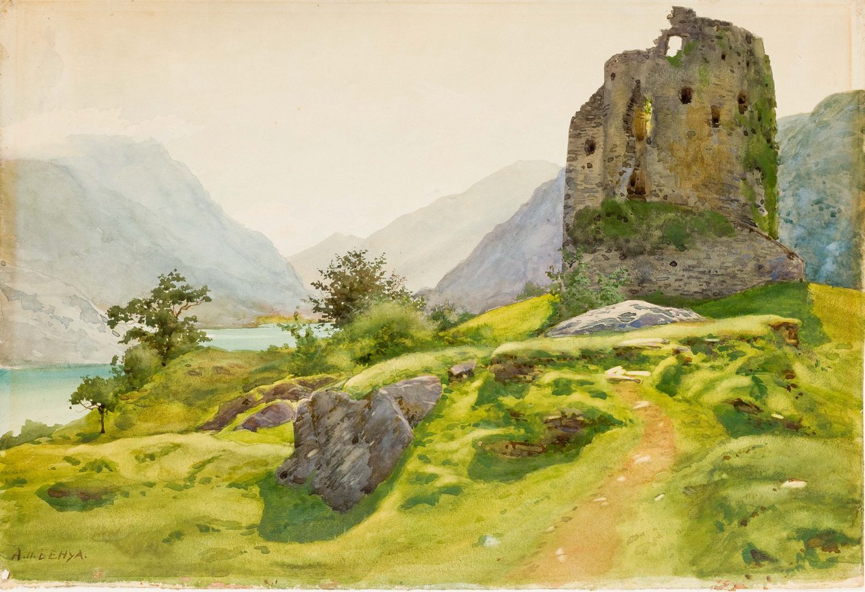 Fjelllandskap med ruin av Albert Nikolaevich Benois