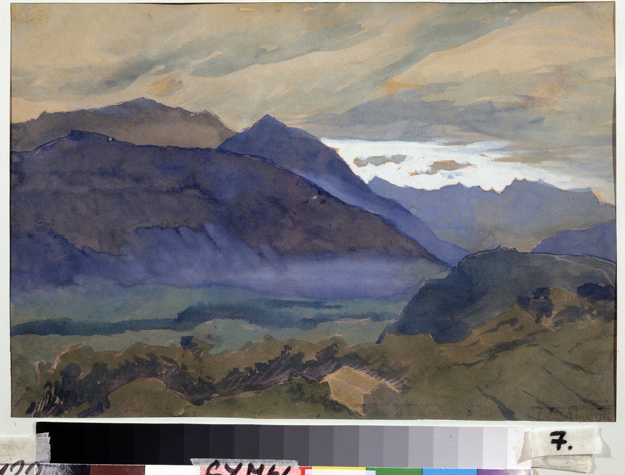 Lugano (Sveits) (Lugano). Tegning av Alexander Nikolayevich Benois (1870-1960). Akvarell på papir, 30,2 x 47 cm av Albert Nikolayevich Benois