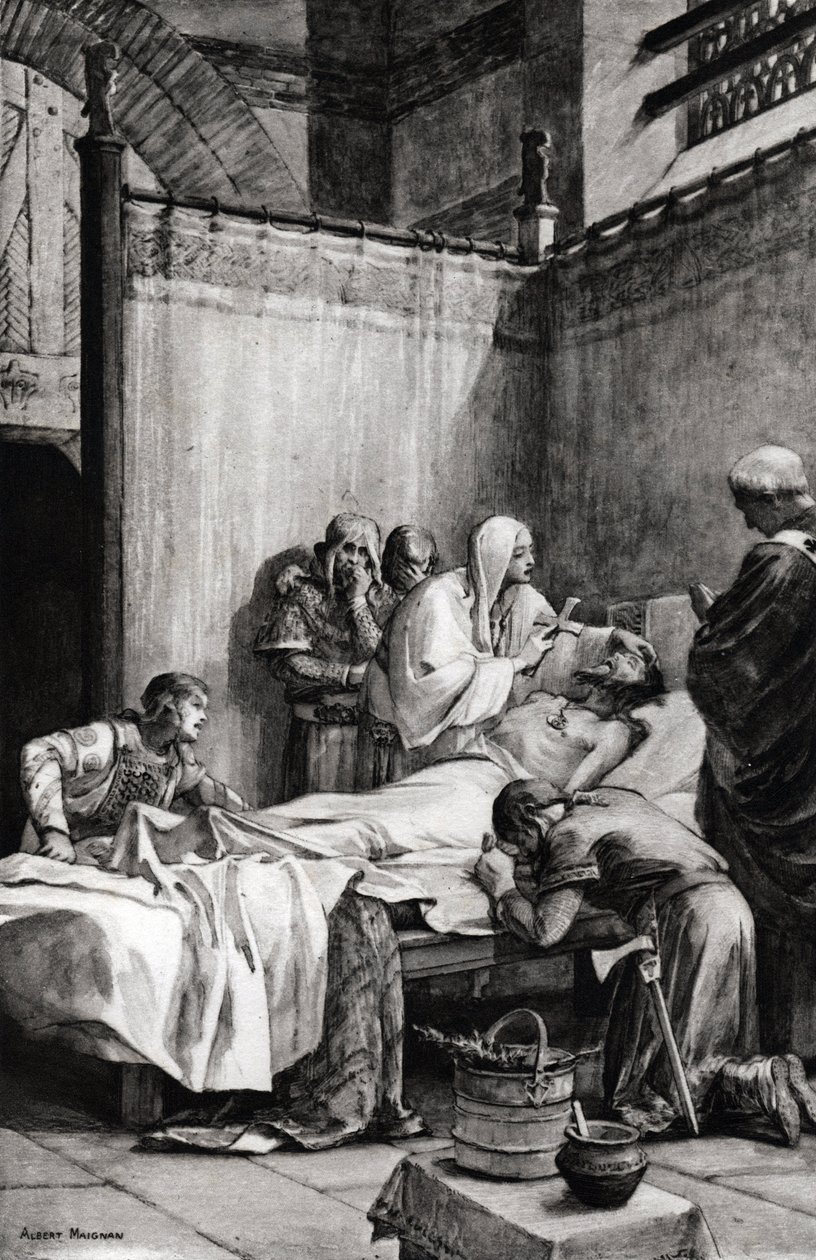 Clovis I av frankernes død i Paris 27. november 511 - Clovis død - tegning av Albert Maignan (1845-1908) - av Albert Pierre Rene Maignan