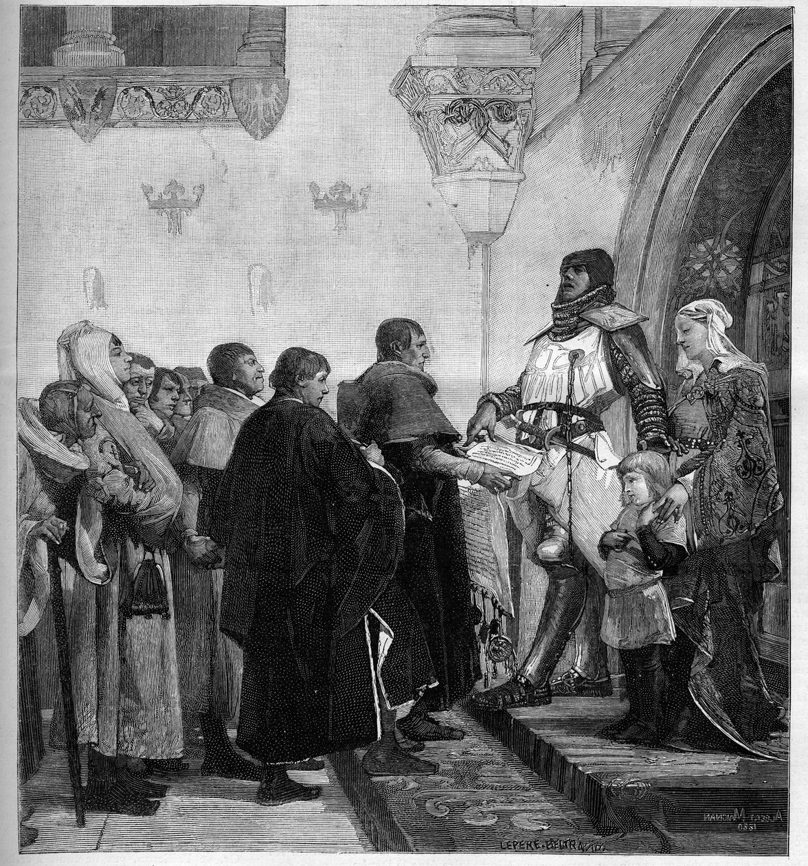 Renaud de Bourgogne donne aux bourgeois de Belfort la charte d