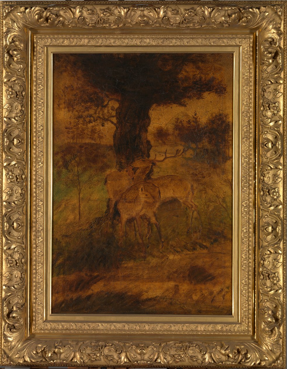 A Stag and Two Does, ca. 1870-årene. av Albert Pinkham Ryder
