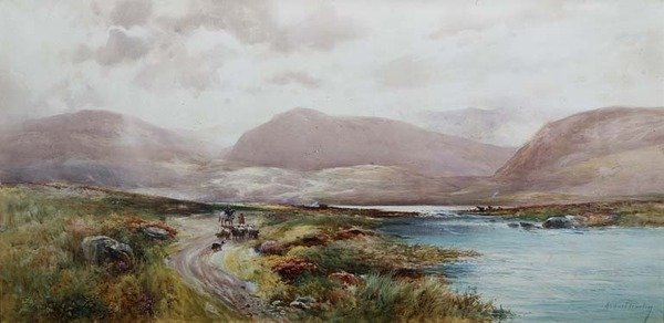 Skotsk landskap, ca. 1910 (akvarell på papir) av Albert Procter