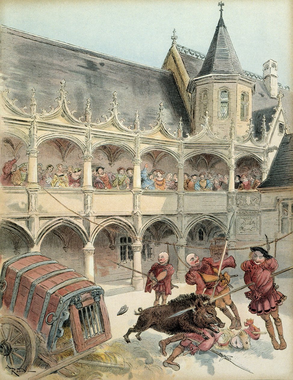 Amboises villsvin. Under feiringer etter fremtiden til kong Francois I (1494-1547) i 1515, rev et løst villsvin på gårdsplassen til Chateau d