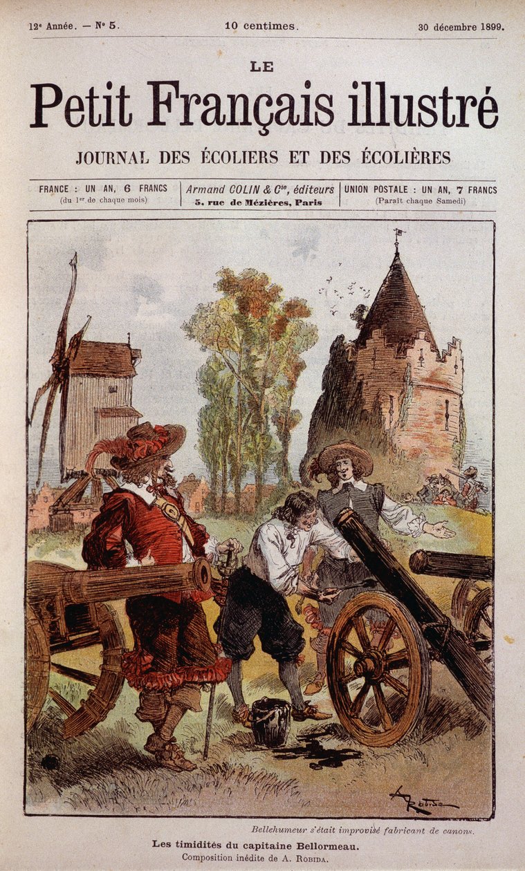 Bellehumeur hadde improvisert produsent av Canon - The shyness of Captain Bellormeau av Robida. Omslag "" Den lille franskmannen Illustré"" av 30.12.1899. av Albert Robida