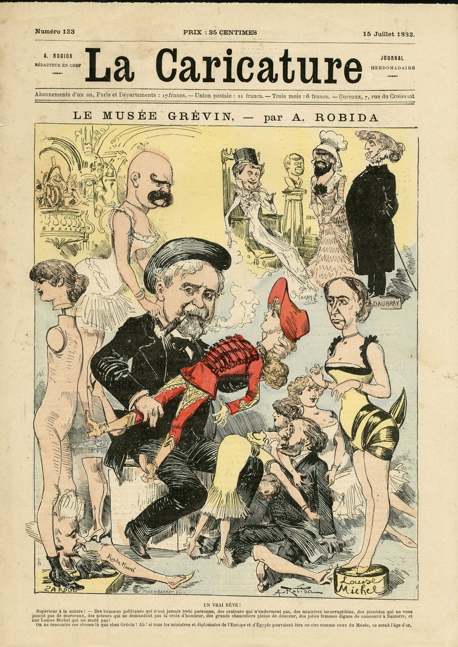 Illustrasjon av Albert Robida (1848-1926) for omslaget til La Caricature (1880) av Albert Robida