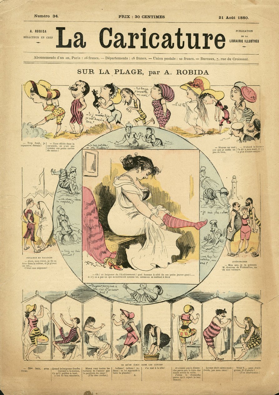 Illustrasjon av Albert Robida (1848-1926) for omslaget til La Caricature (1880) av Albert Robida
