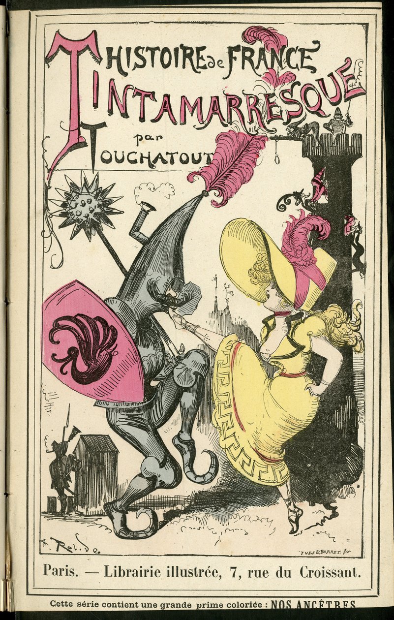 Illustrasjon av Albert Robida (1848-1926) i Histoire de France tintamarresque, ca. 1880 - Historie, dans av Albert Robida