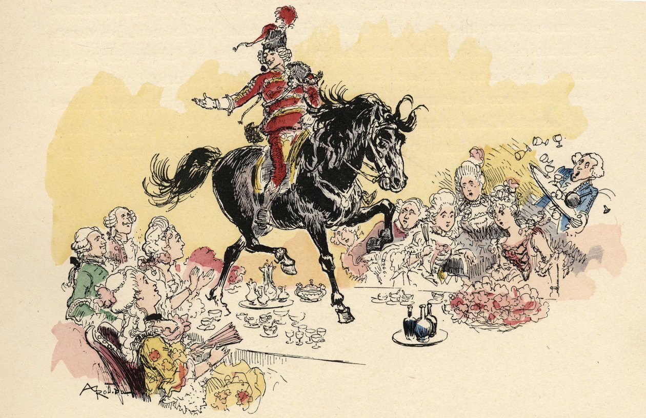 Illustrasjon av Albert Robida i "" History and Adventures of the Baron de Munchausen"" (Munchhausen), H. Laurens Ed., sent på 1800-tallet."" av Albert Robida