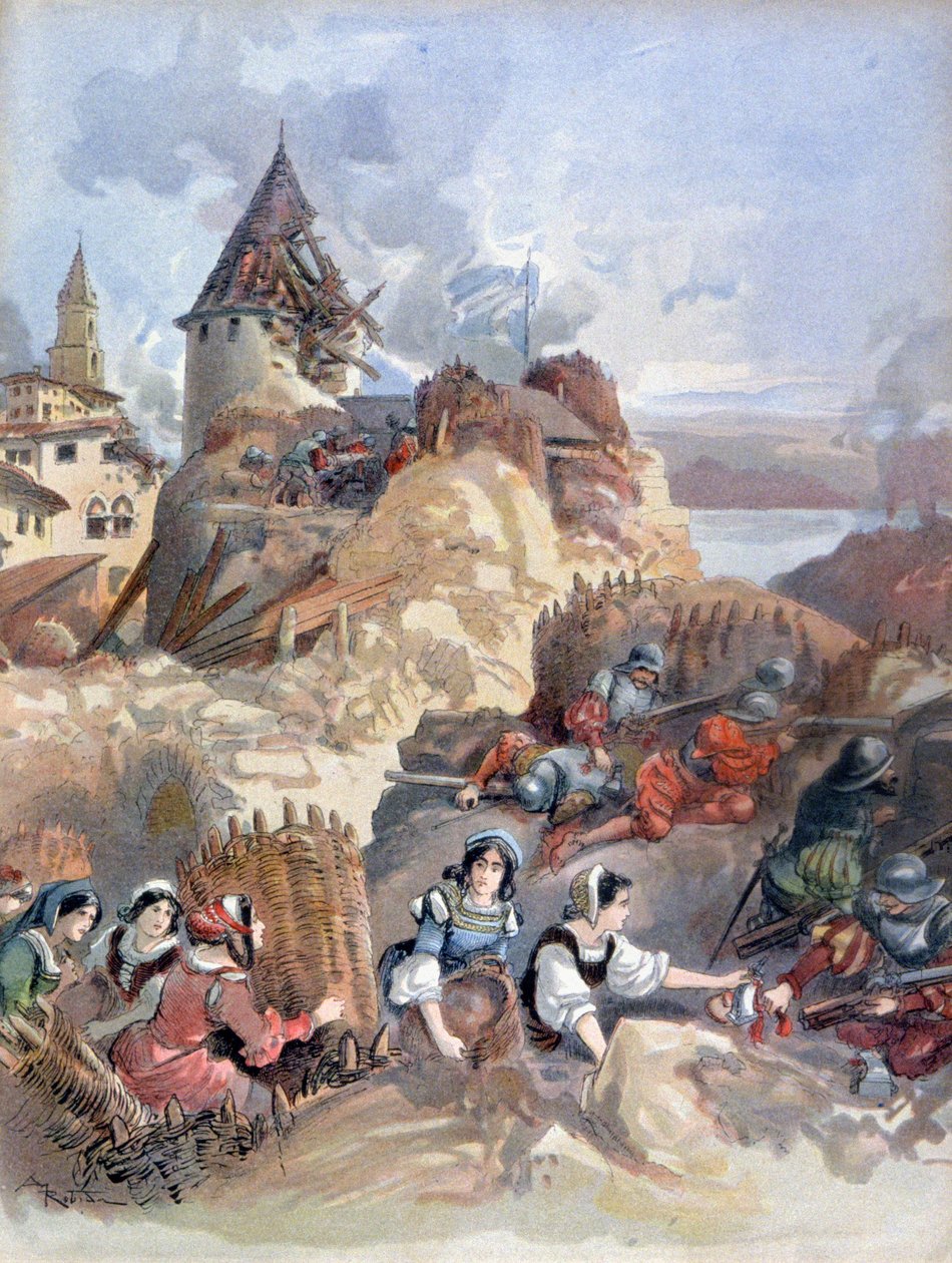 Damer ved beleiringen av Marseille av Albert Robida