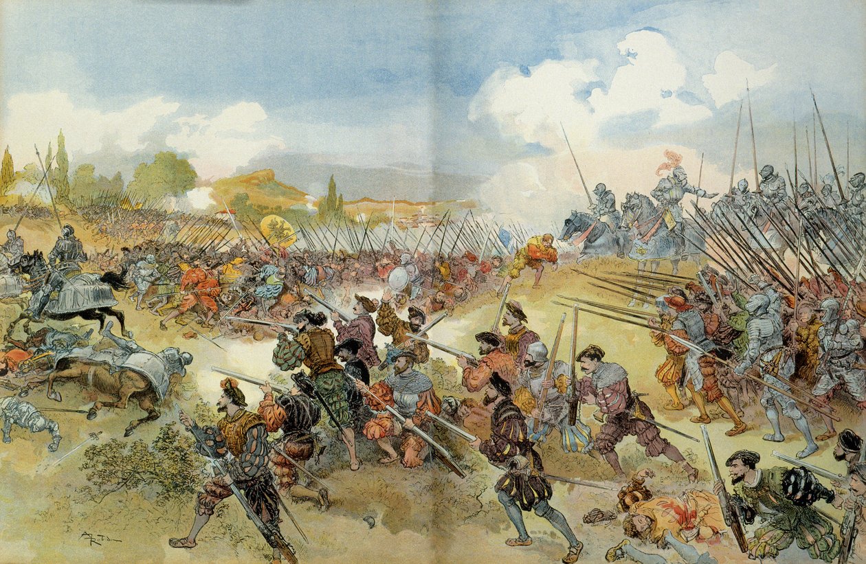 Den niende italienske krigen (1542-1546): slaget ved Cherry (Italia) av Albert Robida