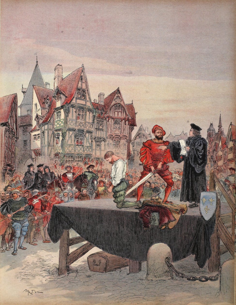 Saint Vallier benådet på stillaset, illustrasjon fra 
