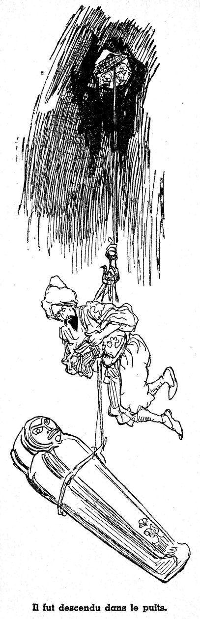 Sindbad sjømannen (Sinbad) - fortelling om de tusen og én (1001) netter - illustrasjon av en bok fra 1948 (Fortin-utgaven, samling Wonderful Imaging of Childhood) som forteller sine eventyr - illustrasjon av Albert Robida (1848 - 1926) - Fjerde reise : Si av Albert Robida