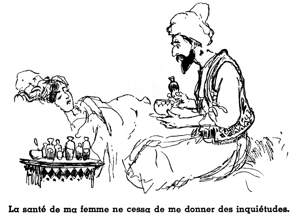 Sindbad sjømannen (Sinbad) - fortelling om de tusen og én (1001) netter - illustrasjon av en bok fra 1948 (Fortin-utgaven, samling Wonderful Imaging of Childhood) som forteller sine eventyr - illustrasjon av Albert Robida (1848 - 1926) - Fjerde reise : Si av Albert Robida
