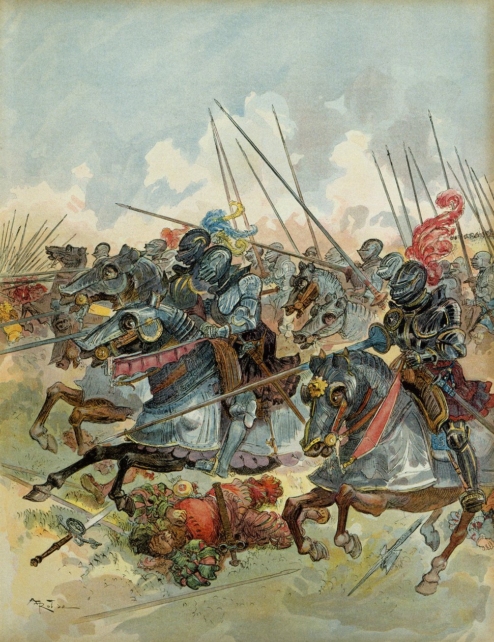 Sjette italienske krig (1521-1526): Slaget ved Pavia (Italia), 24. februar av Albert Robida