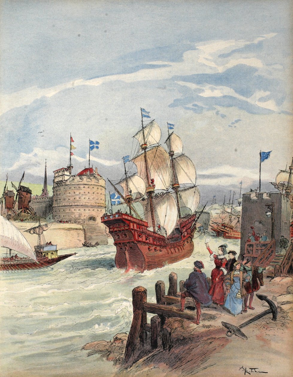 Kongens flåte i Havre: La Belle Francoise, illustrasjon fra 