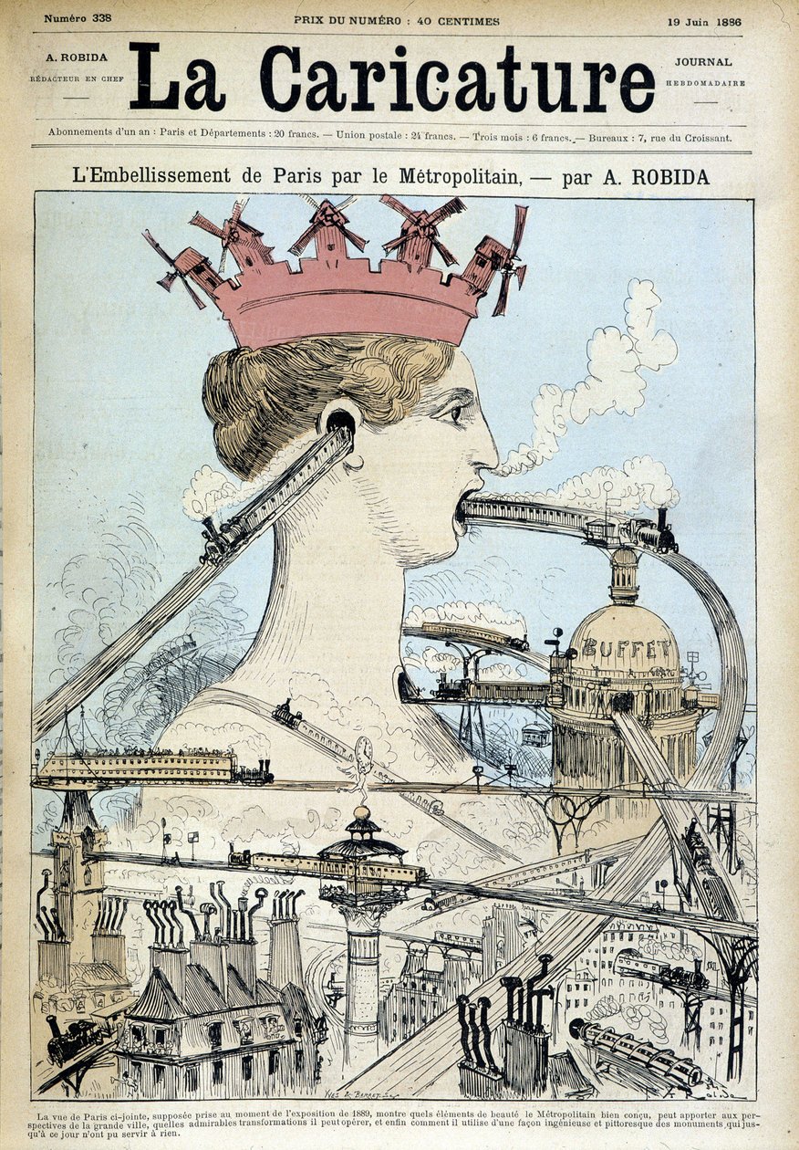 Forskjønnelsen av Paris med metroen - av Robida, i "" La Caricature"" av 19.06.1886 av Albert Robida