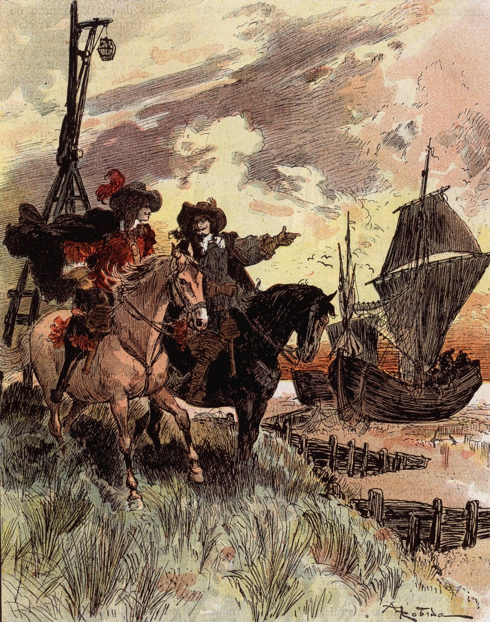 Kaptein Bellormeaus sjenanse - "" Bellormeau inspiserte Fort Philippe"". Karakter fra Albert Robidas bok. Omslag "" Den lille franskmannen illustrert""" av 16.12.1899. av Albert Robida