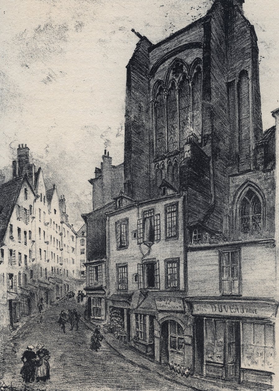 Une rue de Saint Malo - La vieille France - La Bretagne - text, drawings and lithographs, by Albert Robida (1848-1926) undated end 19th century av Albert Robida