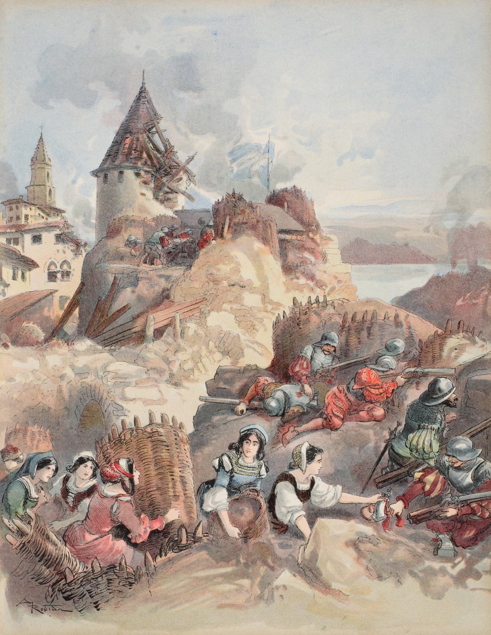 Kvinner ved beleiringen av Marseille, illustrasjon fra 