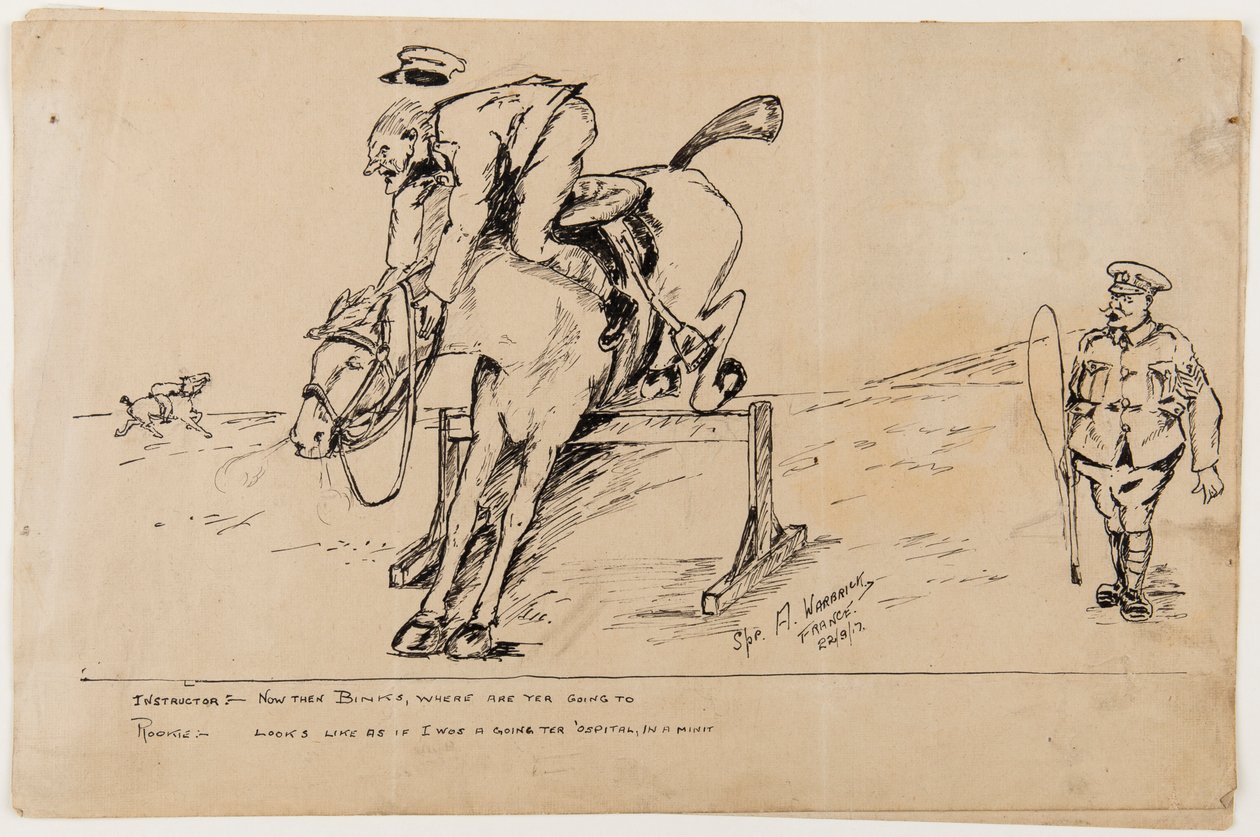 WWI tegneserie, 22. september 1917 (penn og blekk på papir) av Albert Warbrick