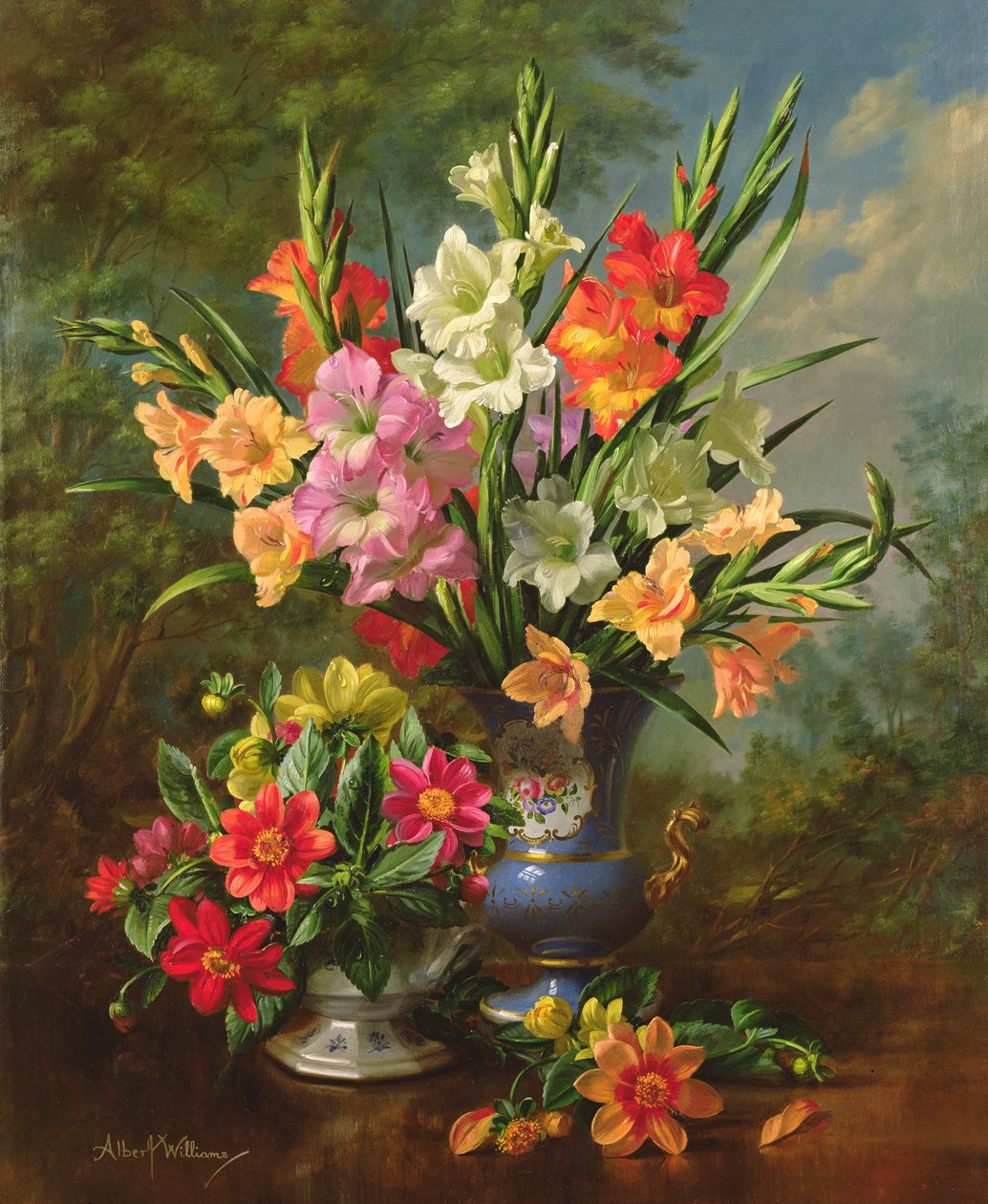 AB1062B Gladioli og Dahliaer av Albert Williams