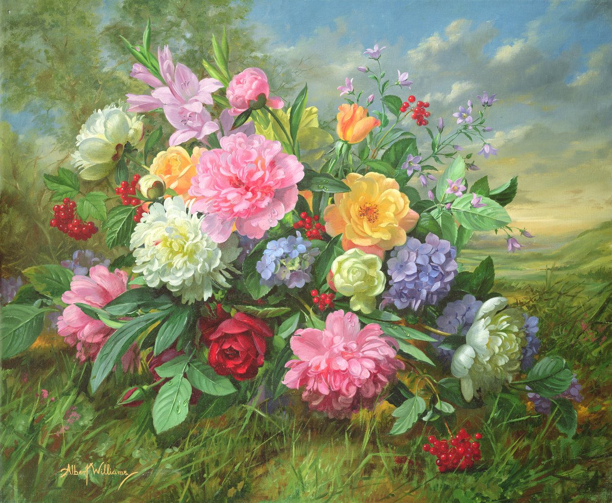 AB18 Peoner og hortensia av Albert Williams