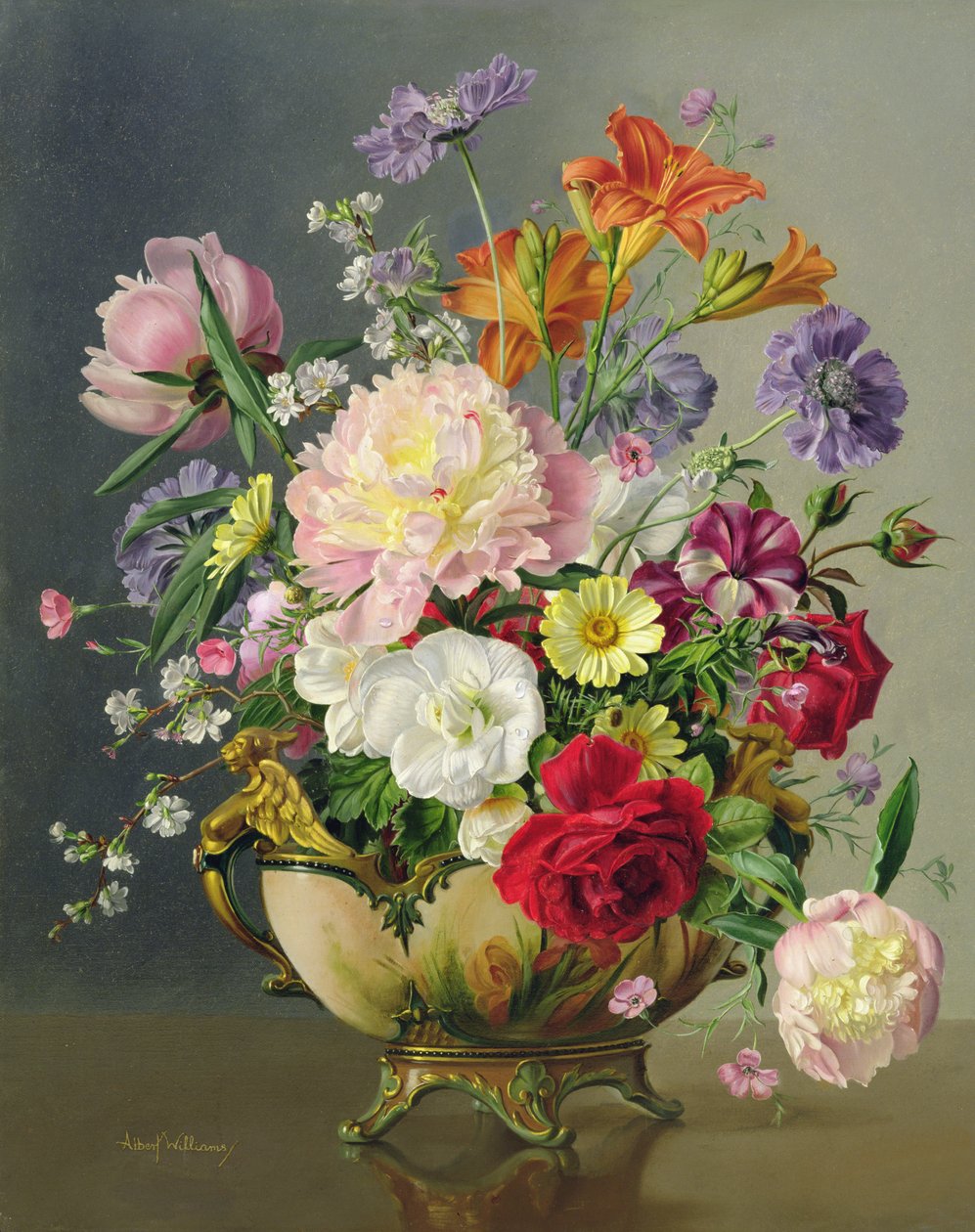 AB/242 Blomsterarrangement i en porselensterrin av Albert Williams