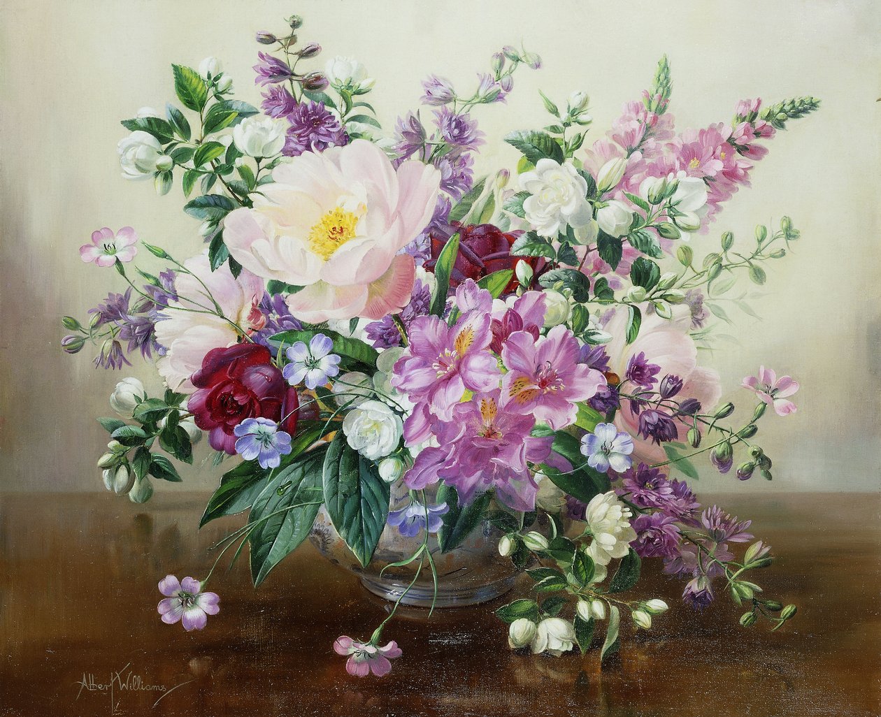 Blomster i en glassvase av Albert Williams