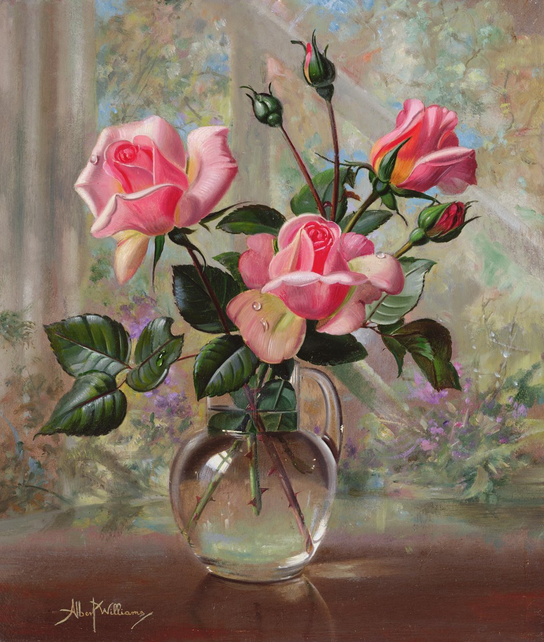 Madame Butterfly Roses i en glassvase av Albert Williams
