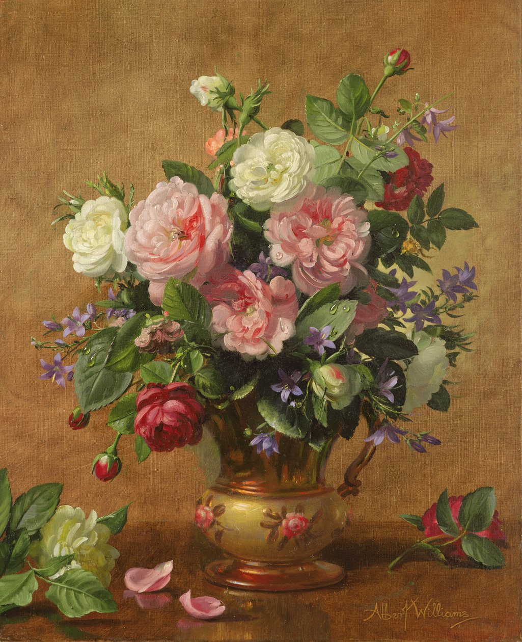 Roser i en roseemaljert vase, 1995 av Albert Williams
