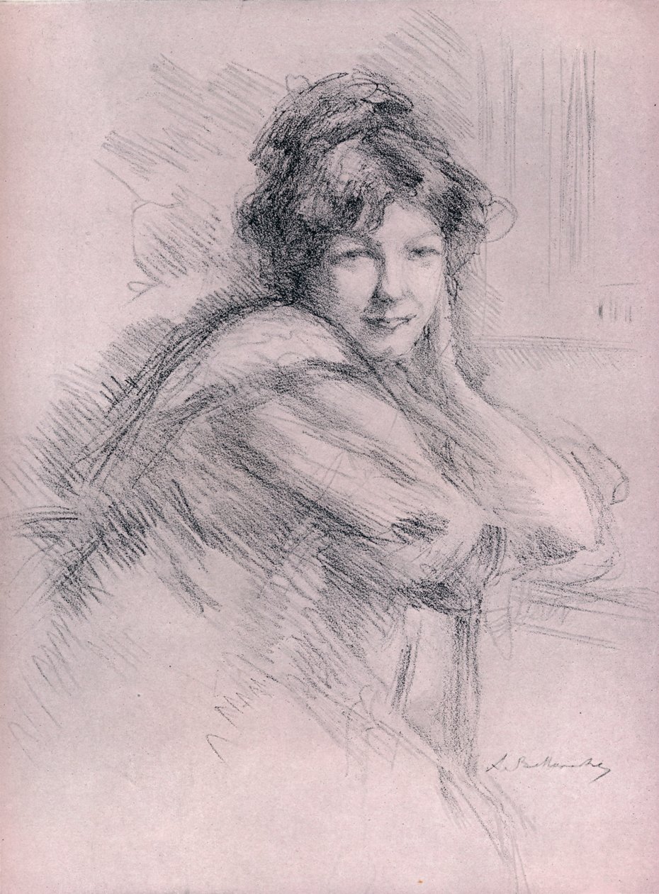Litografiportrett av en kvinne, c1905 av Albert de Belleroche