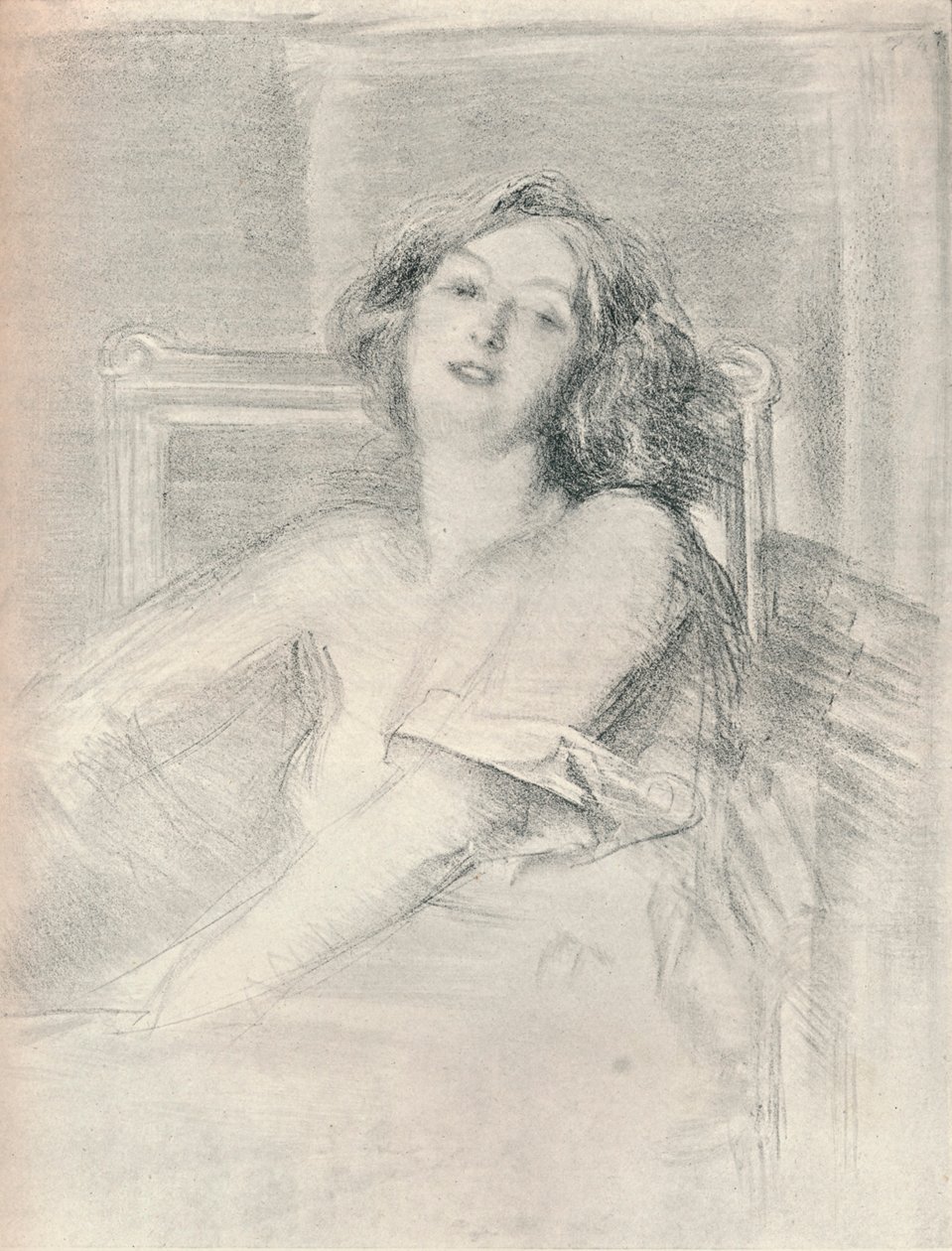 Litografiportrett av en kvinne, c1905 av Albert de Belleroche
