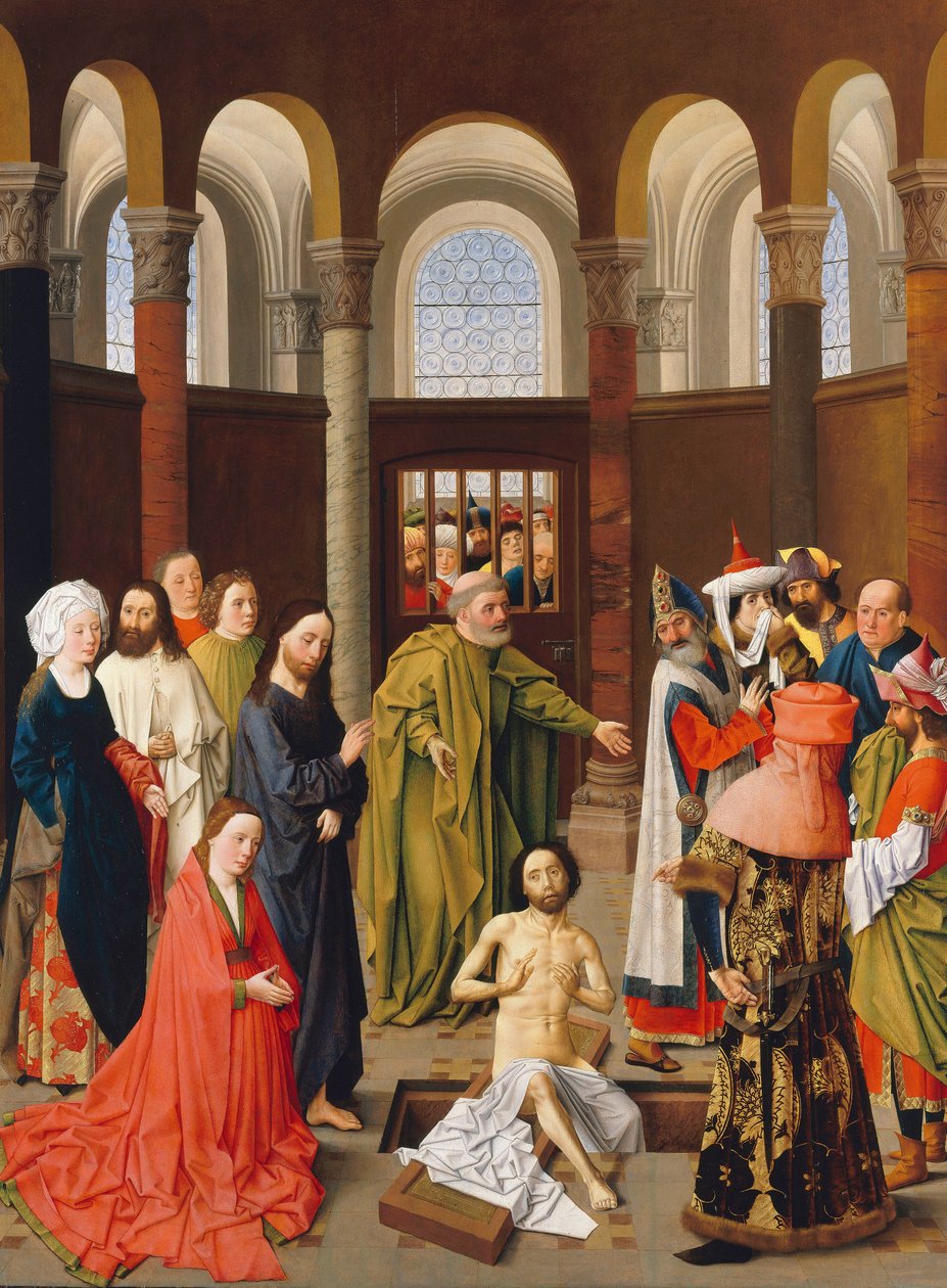 Resurrection de Lazare - The Raising of Lazarus av Albert van Ouwater (ca. 1415-c. 1475), ca 1455 - Olje på tre av Albert van Ouwater