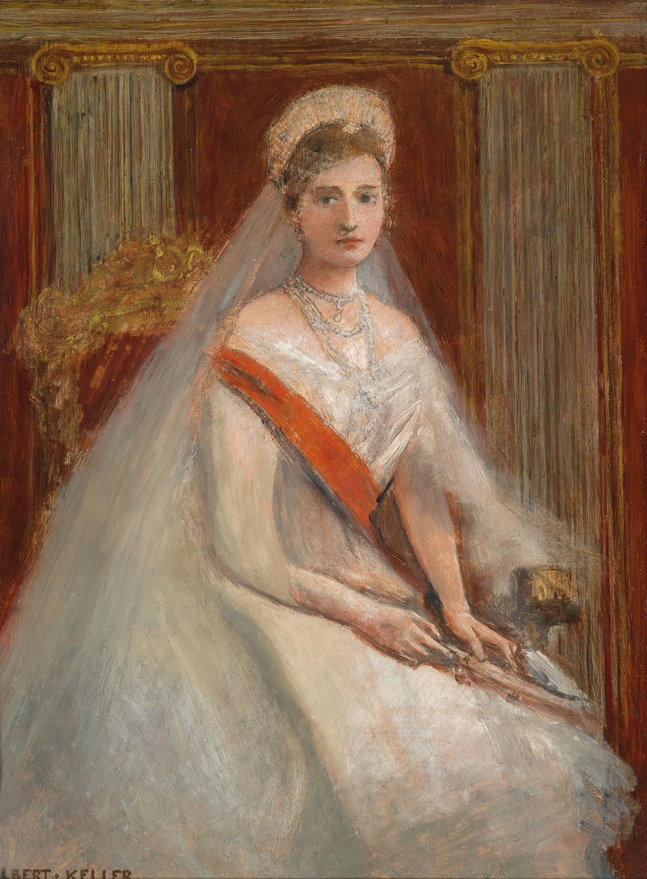 Portrett av keiserinne Alexandra Fyodorovna av Russland 1872-1918, kona til tsar Nicholas II. av Albert von Keller