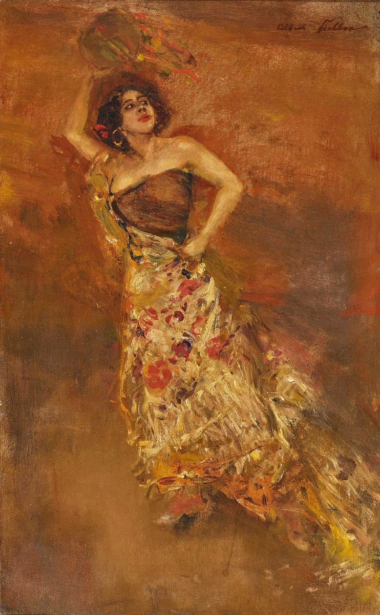 Den spanske danseren Caroline Otèro som Carmen. av Albert von Keller