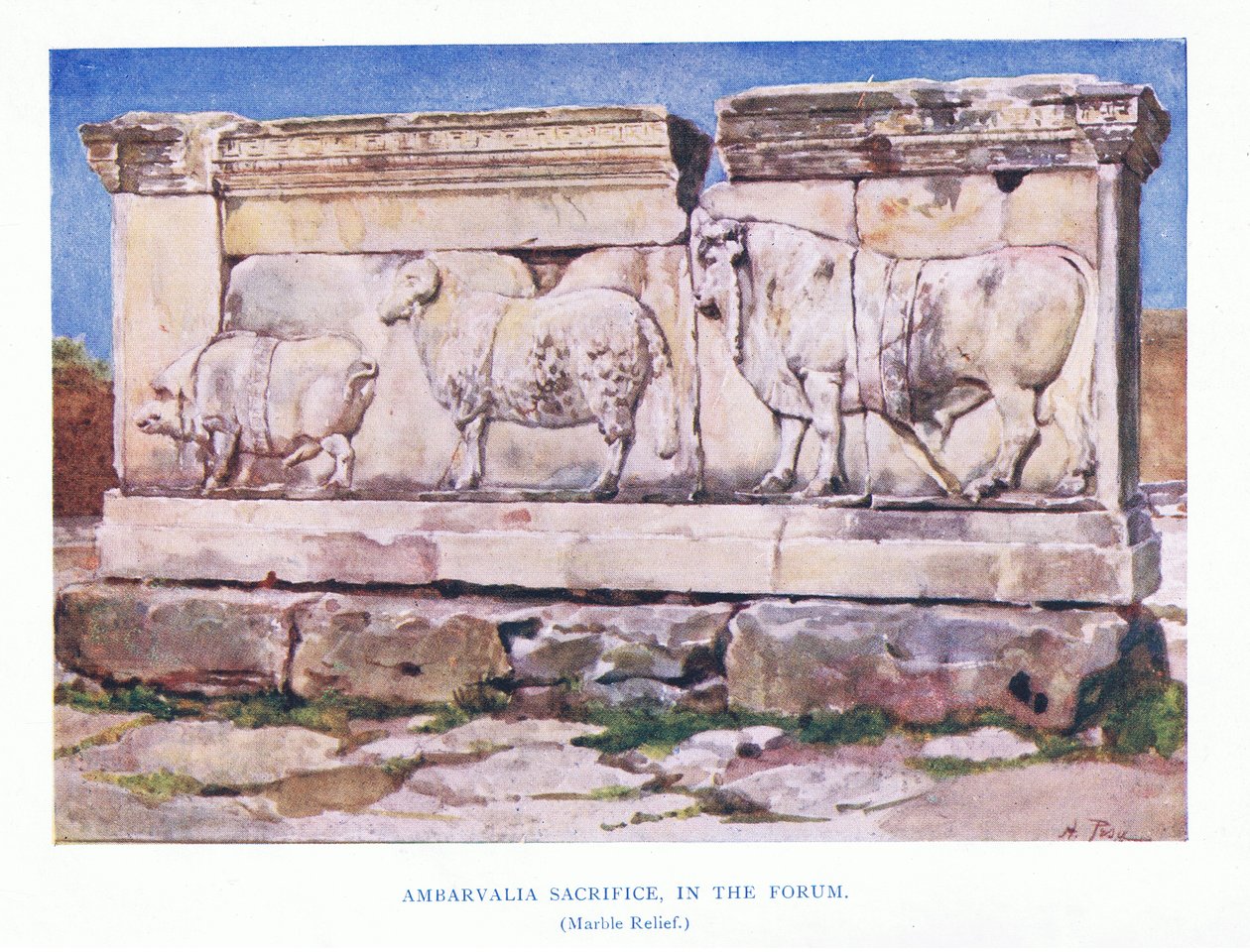 Ambarvalia-offer i forumet (marmorrelieff), fra Roma utgitt av A & C Black Ltd, 1925 av Alberto Pisa