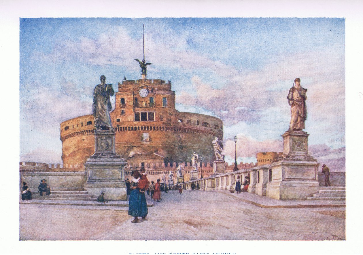 Castel og Ponte Sant Angelo, fra Roma utgitt av A & C Black Ltd, 1925 av Alberto Pisa