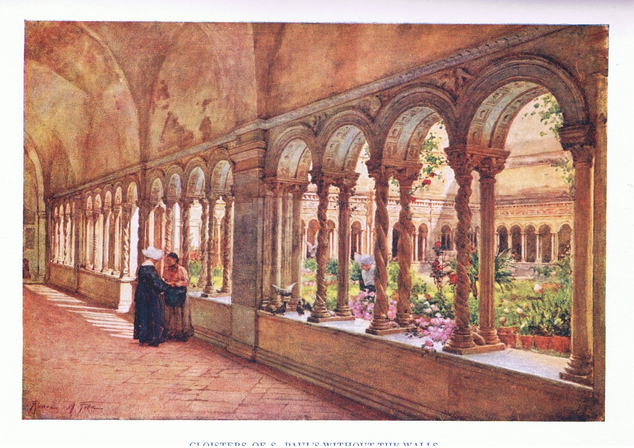 Cloisters of S. Pauls-Without-the-Walls, fra Roma utgitt av A & C Black Ltd, 1925 av Alberto Pisa