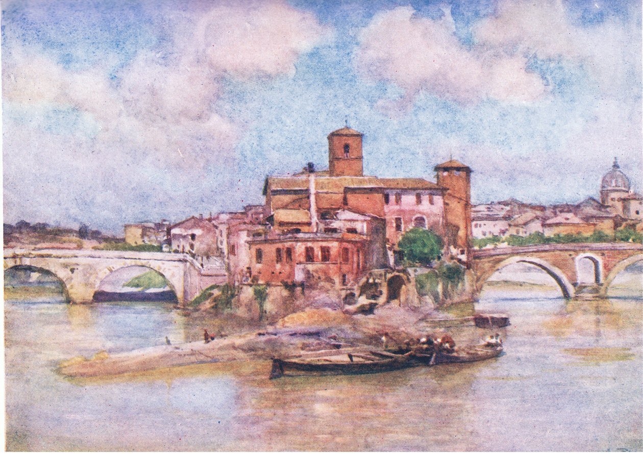 Island of the Tiber-The Isola Sacra, fra Roma utgitt av A & C Black Ltd, 1925 av Alberto Pisa