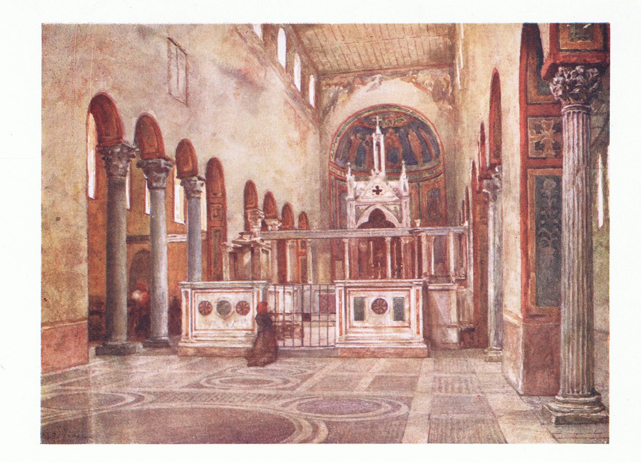 Santa Maria in Cosmedin (tidlig kristen basilika), fra Roma utgitt av A & C Black Ltd, 1925 av Alberto Pisa