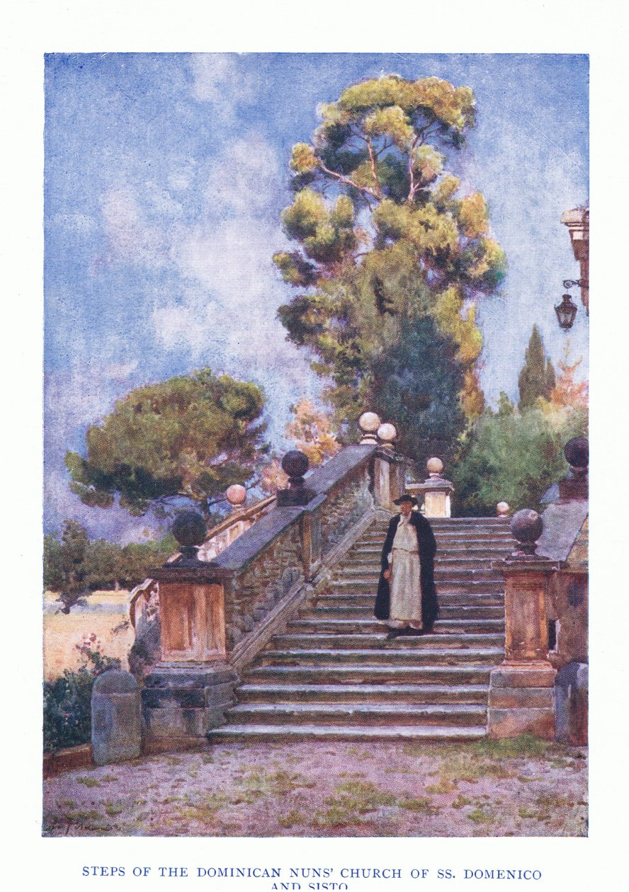 Steps of Dominican Nuns Church of SS Domencio and Sisto, fra Roma utgitt av A & C Black Ltd, 1925 av Alberto Pisa