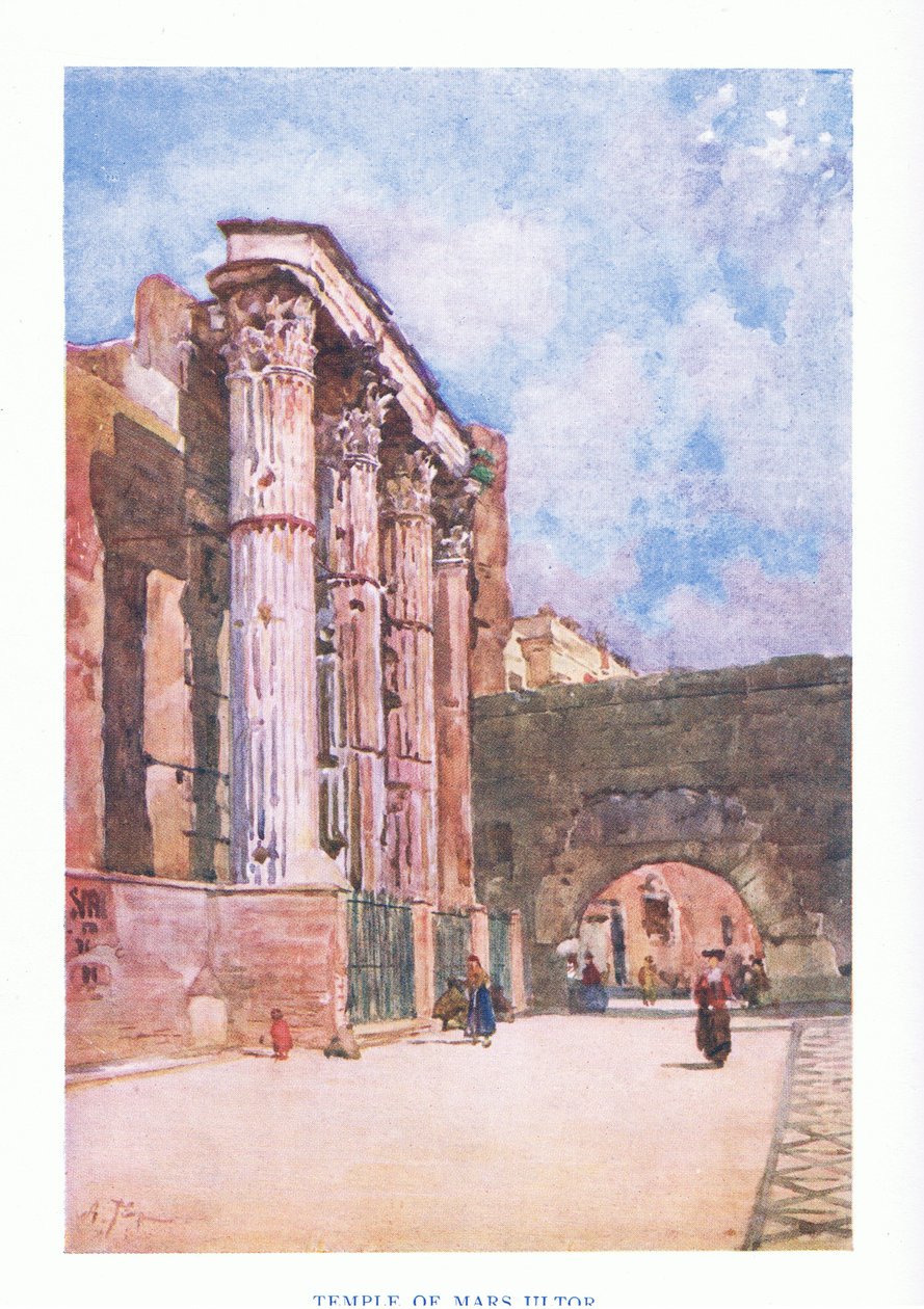 Temple of Mars Ultor (i Forum of Augustus), fra Roma utgitt av A & C Black Ltd, 1925 av Alberto Pisa