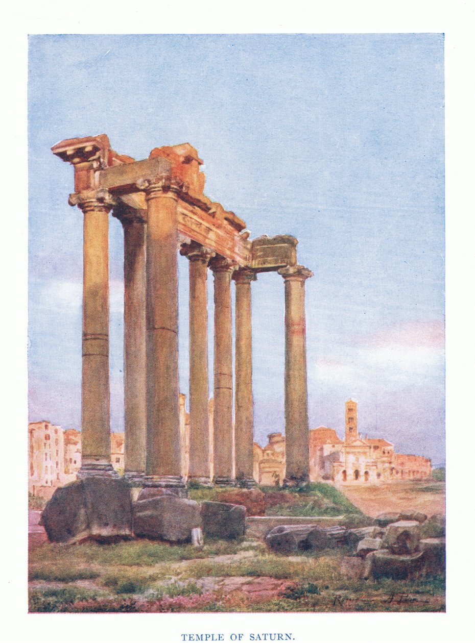 Temple of Saturn, fra Roma utgitt av A & C Black Ltd, 1925 av Alberto Pisa