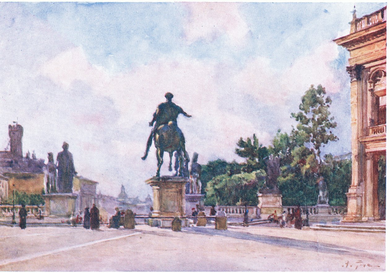 The Capitol (bronsestatue av Marcus Aurelius), fra Roma utgitt av A & C Black Ltd, 1925 av Alberto Pisa