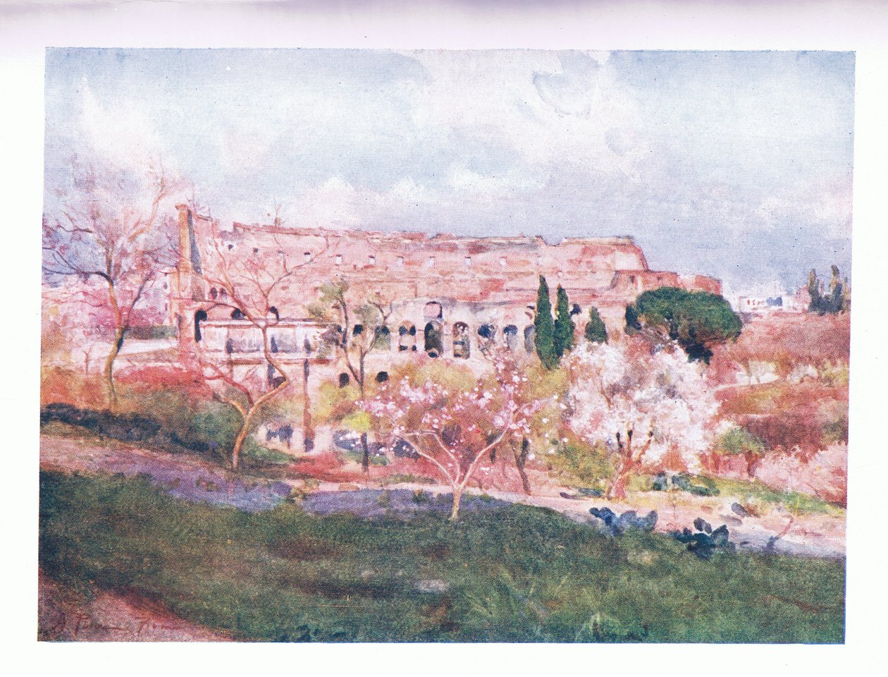 Colosseum på en vårdag, fra Roma utgitt av A & C Black Ltd, 1925 av Alberto Pisa