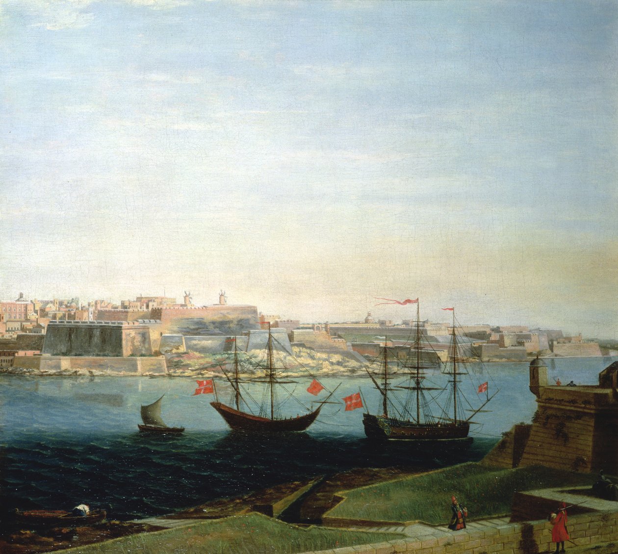 Utsikt over byen og befestningene i Valletta av Alberto Pullicino