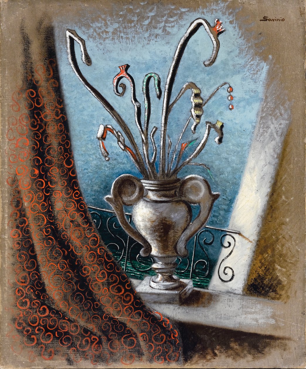 Fleurs (olje på lerret) av Alberto  Savinio