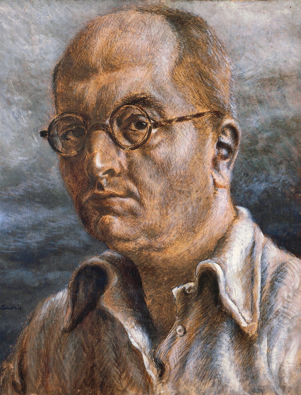 Selvportrett, av Alberto Savinio (1891-1952). Italia, 1900-tallet. av Alberto  Savinio