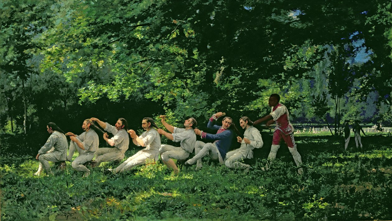 Soldater som kjemmer håret, 1882 av Alberto Maso Gilli