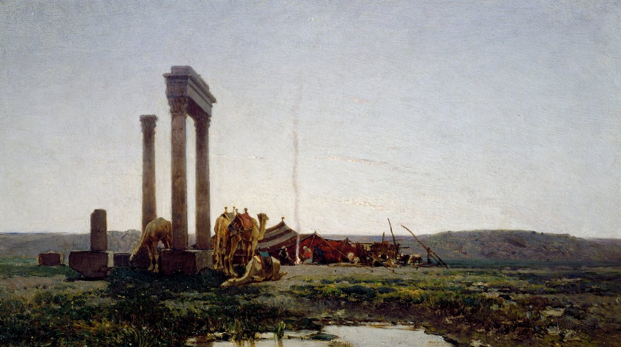 Ruinene av et tempel i ørkenen av Alberto Pasini